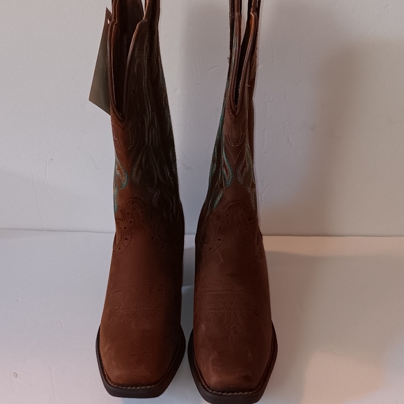 Justin Boots Brown Leather Cowboy Boots 5.5 Medium NEW - Picture 4 of 13